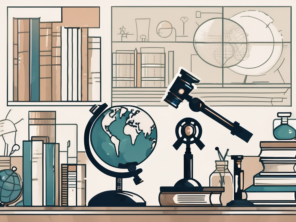 A classroom setting with various educational tools like books