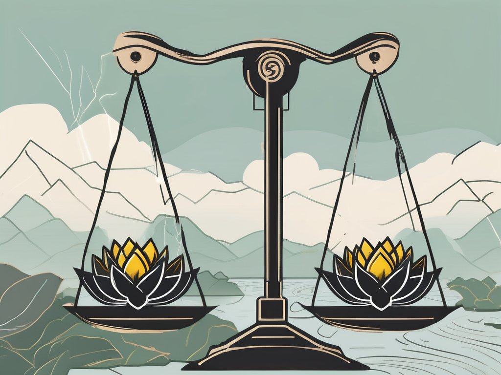 A symbolic balance scale evenly balanced