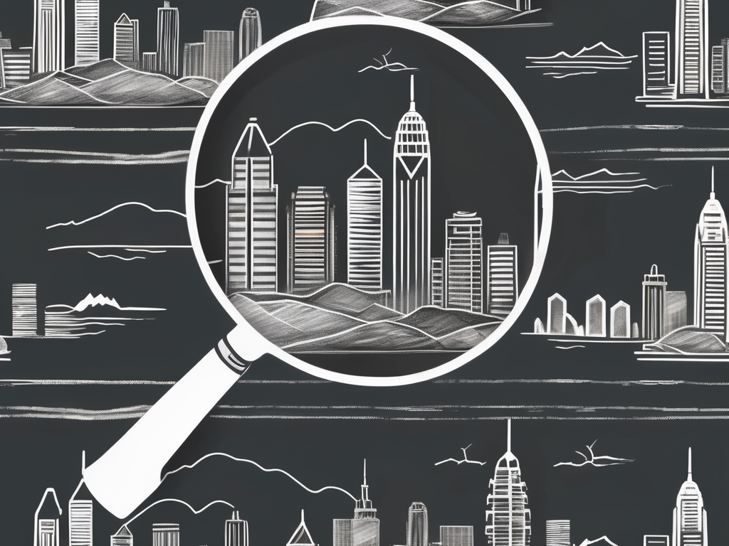 A chalkboard with iconic hong kong skyline in the background