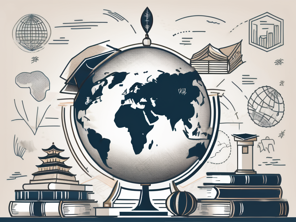 A graduation cap resting on top of a globe with china highlighted