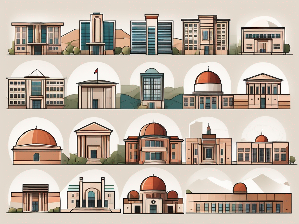 A diverse collection of five school buildings