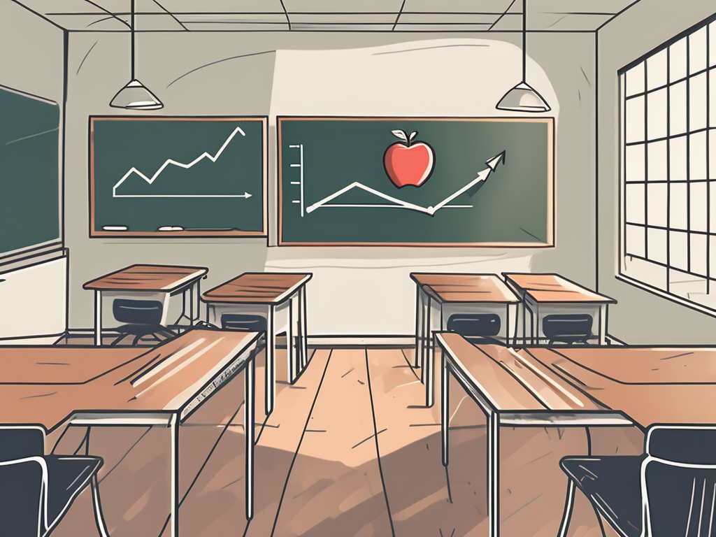 A classroom with empty desks