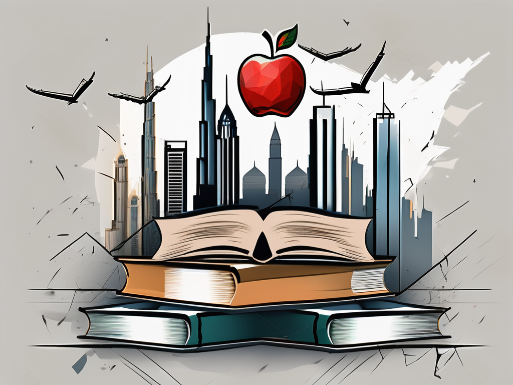 The dubai skyline with symbolic barriers such as walls or chains being broken apart