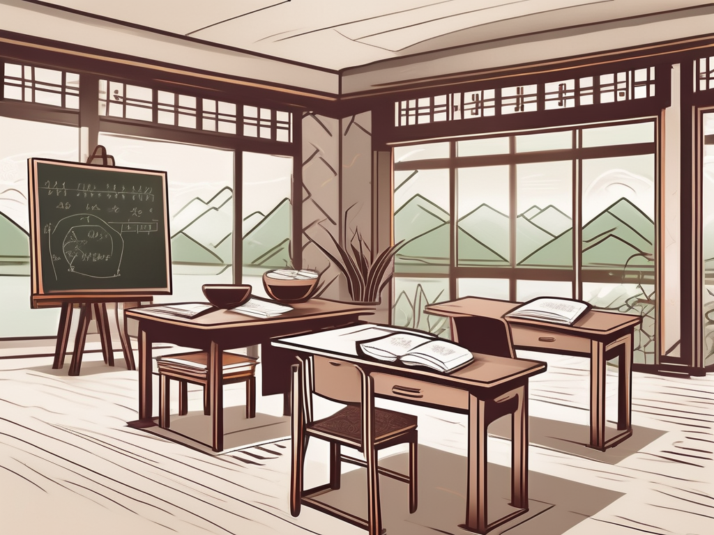 A classroom setting with thai cultural elements