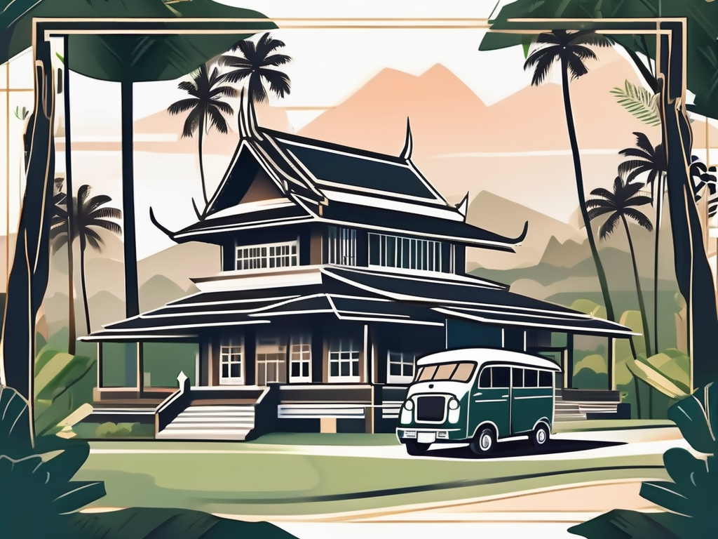 A traditional thai schoolhouse with a chalkboard