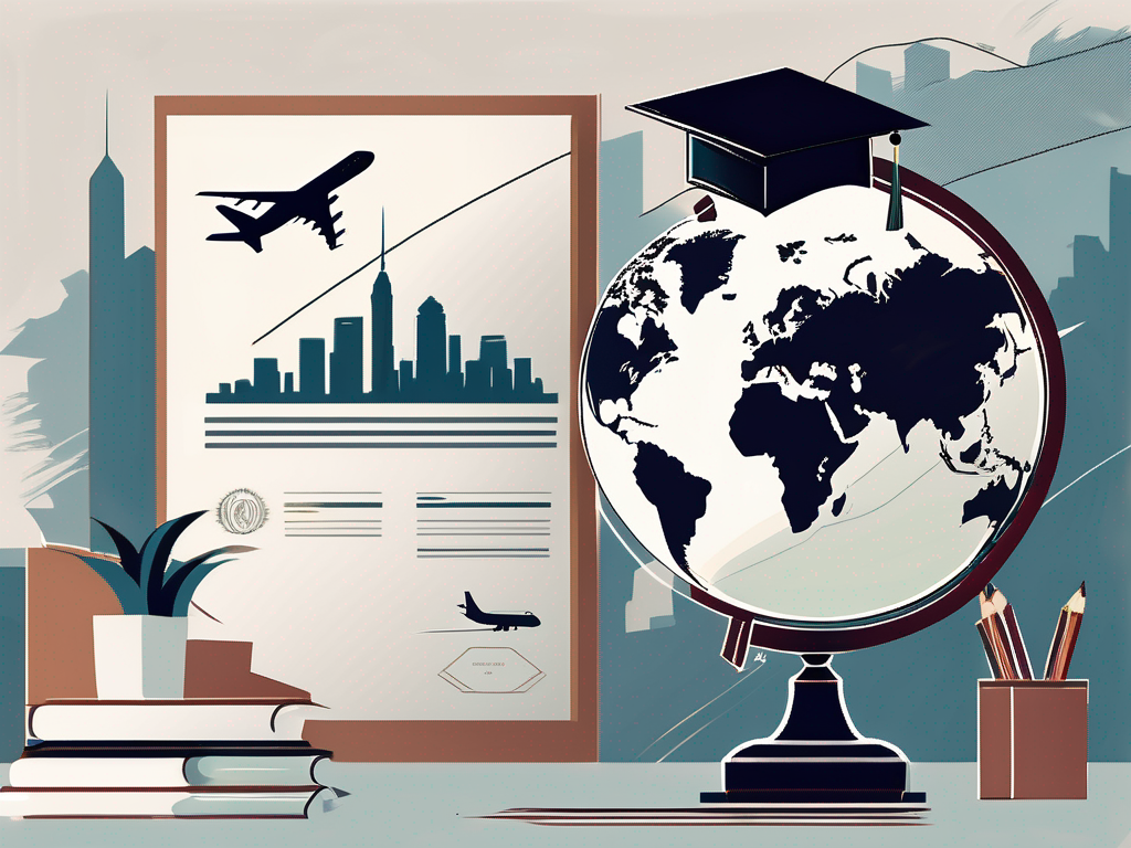 A cv placed next to a globe focused on hong kong