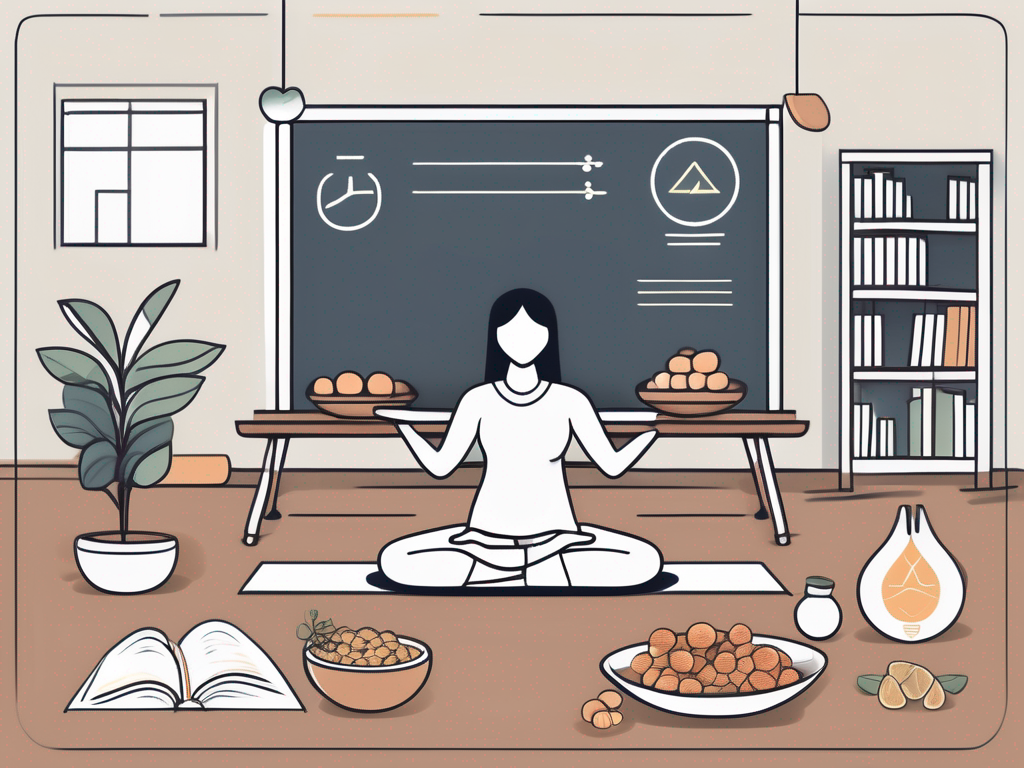 A serene malaysian school environment with symbols like a balanced scale