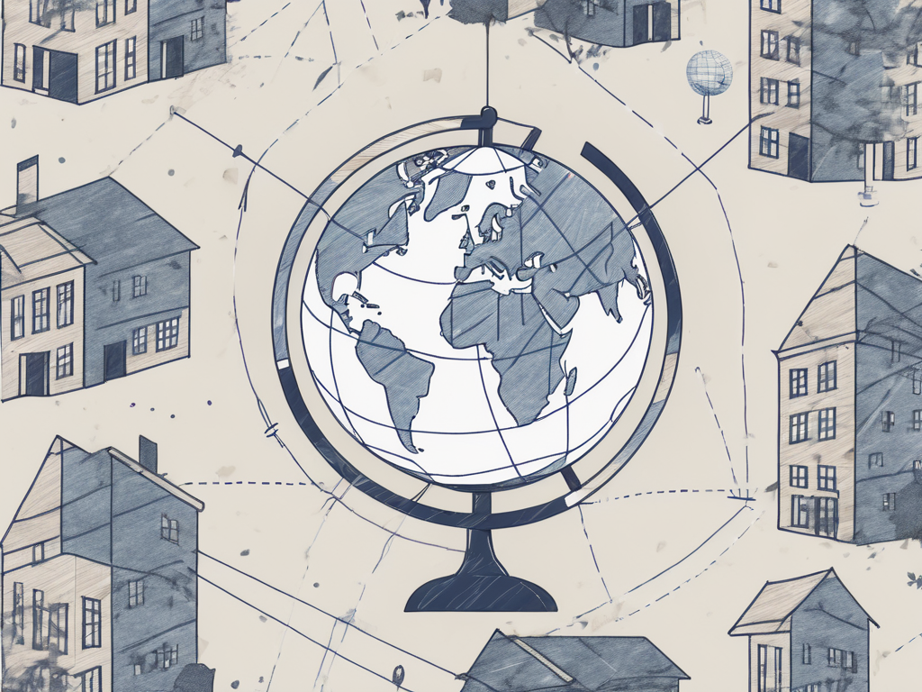 A globe with various school buildings scattered around it