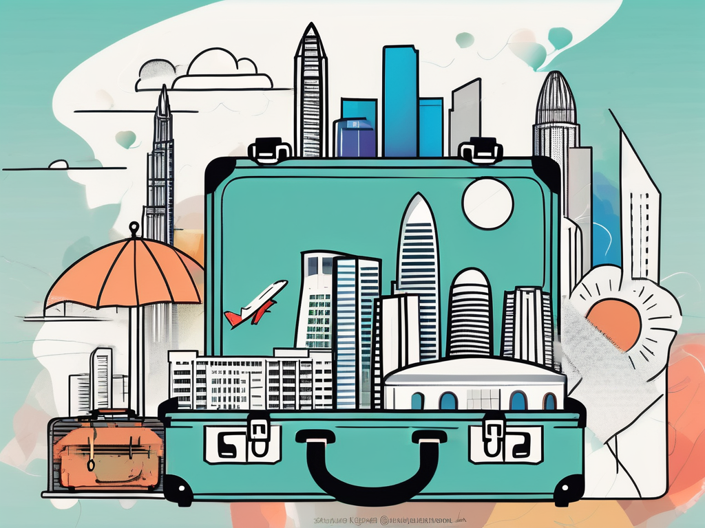 A vibrant singapore skyline with notable landmarks