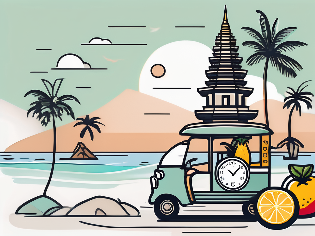 A globe with various iconic landmarks from around the world