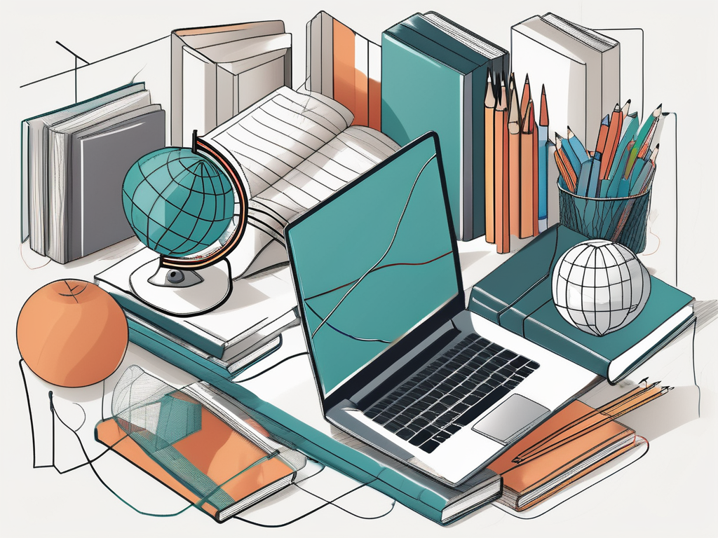 A diverse collection of school supplies such as books