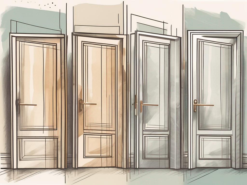 A graduation cap and diploma next to a series of eight doors