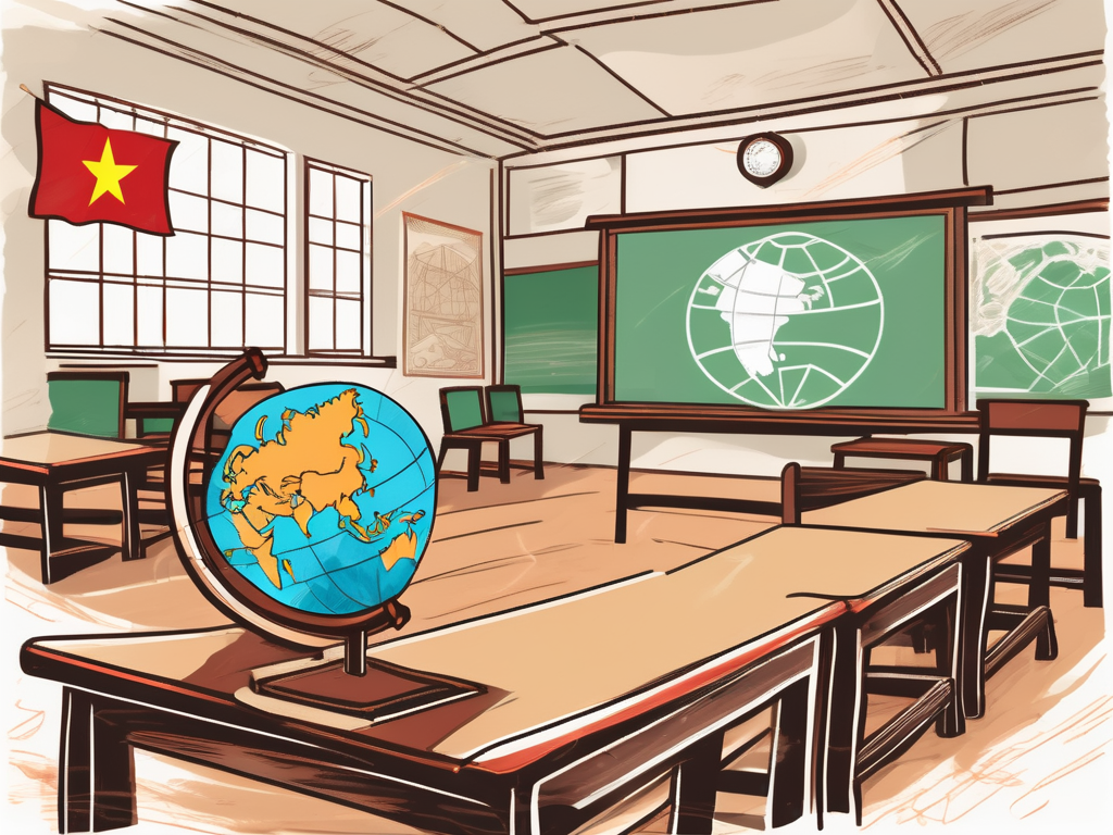 A traditional vietnamese classroom setting with global elements