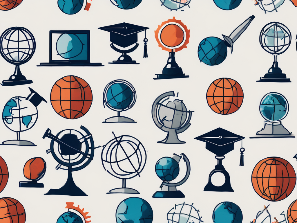 Seven different globes