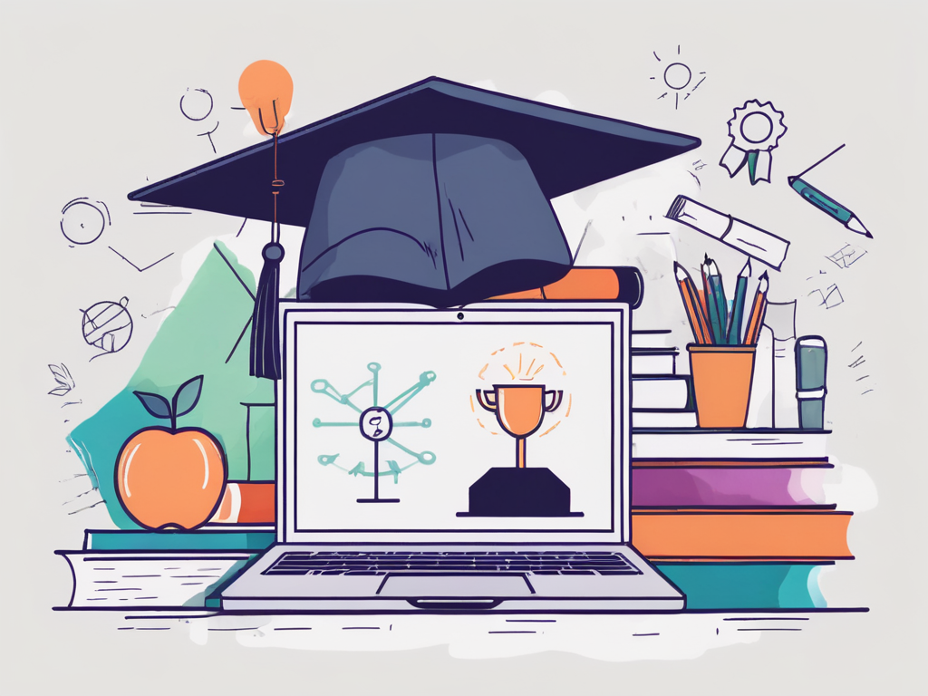 A laptop displaying an online teaching platform