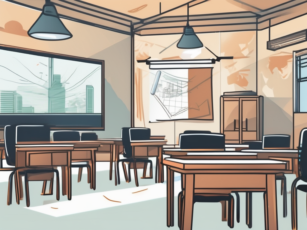 A classroom setting in thailand with a mix of traditional and modern educational tools