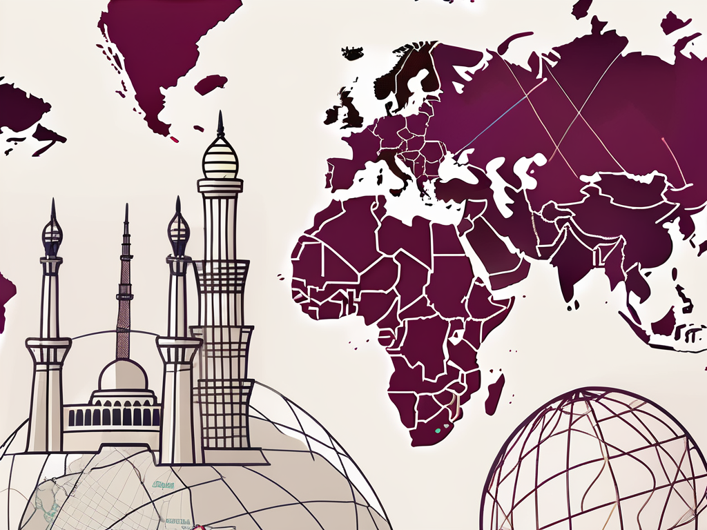 A globe with qatar highlighted