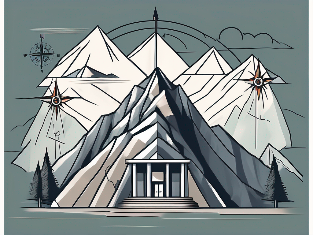 A school building with a towering mountain behind it