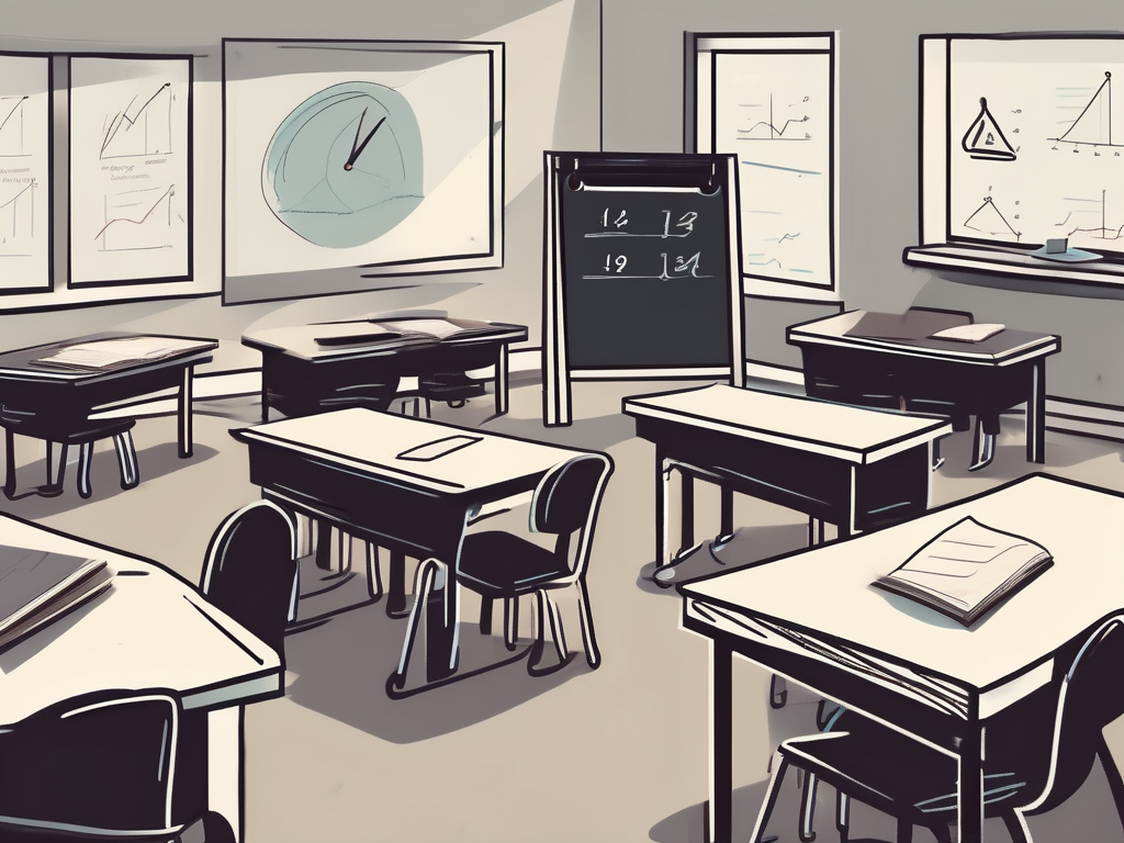 A classroom setting in qatar with a chalkboard