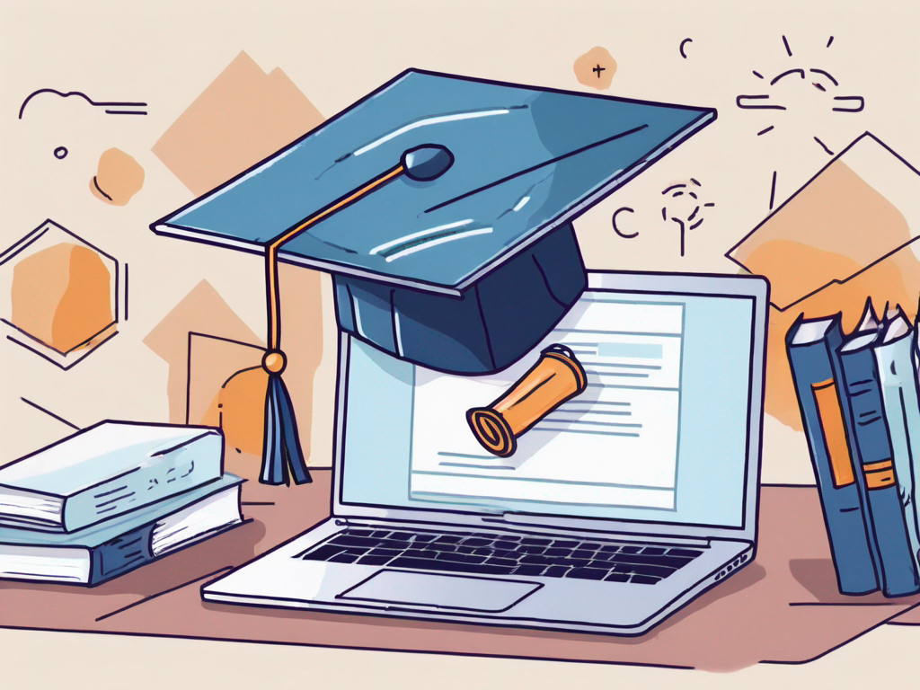 A laptop displaying an online learning platform