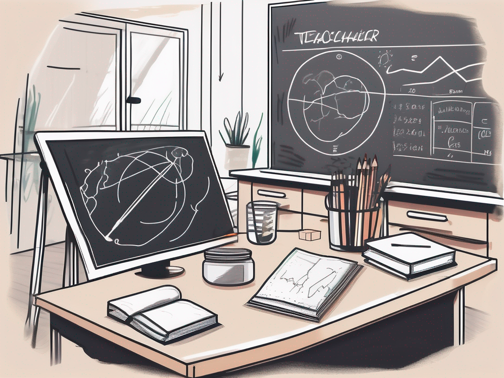 A classroom with a chalkboard