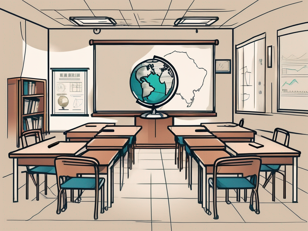 A classroom setting in hong kong with various teaching tools such as a globe