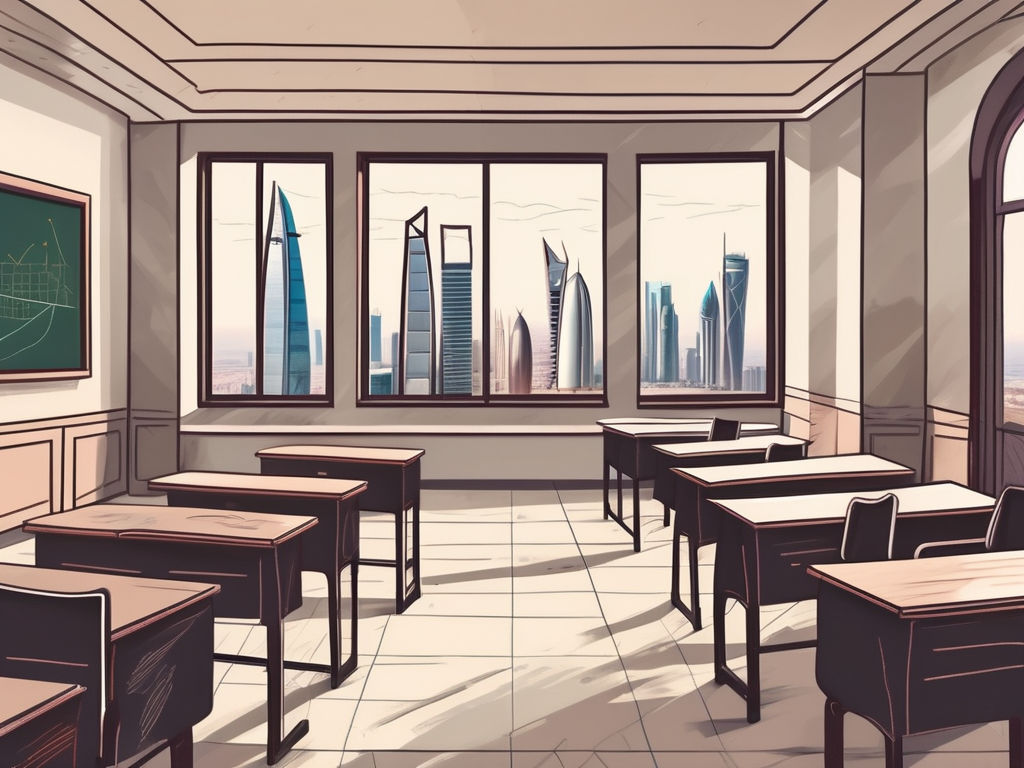 A classroom with diverse cultural symbols representing dubai