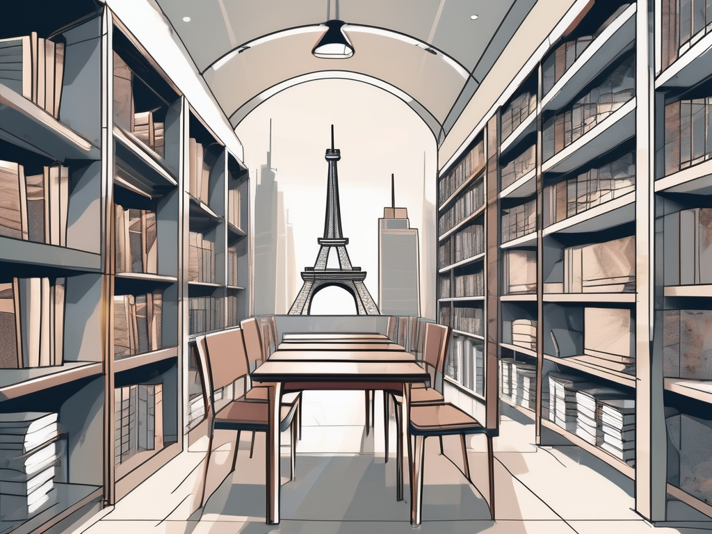 A classroom setting in qatar with various international symbols like the eiffel tower