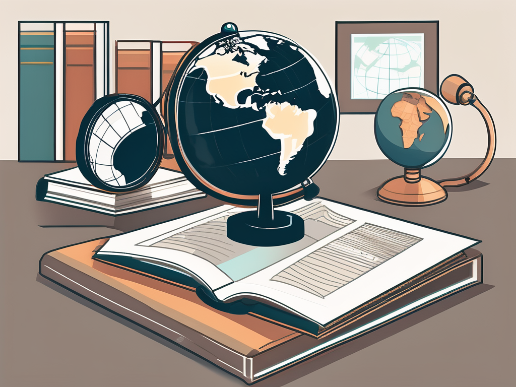 A classroom setting with a globe