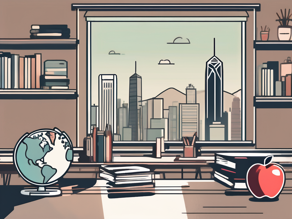 A classroom setting with a globe