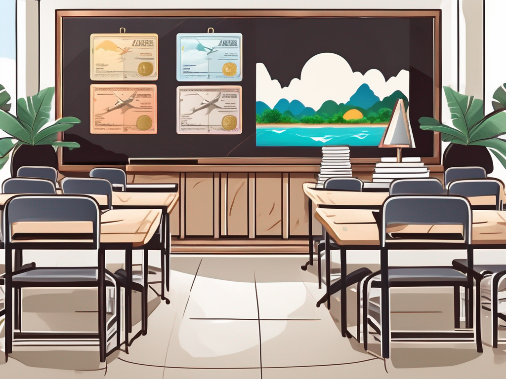 A classroom setting in thailand with teaching materials and elements that represent ipgce