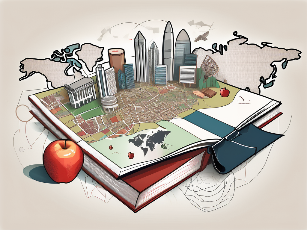 A graduation cap placed on top of a map of singapore