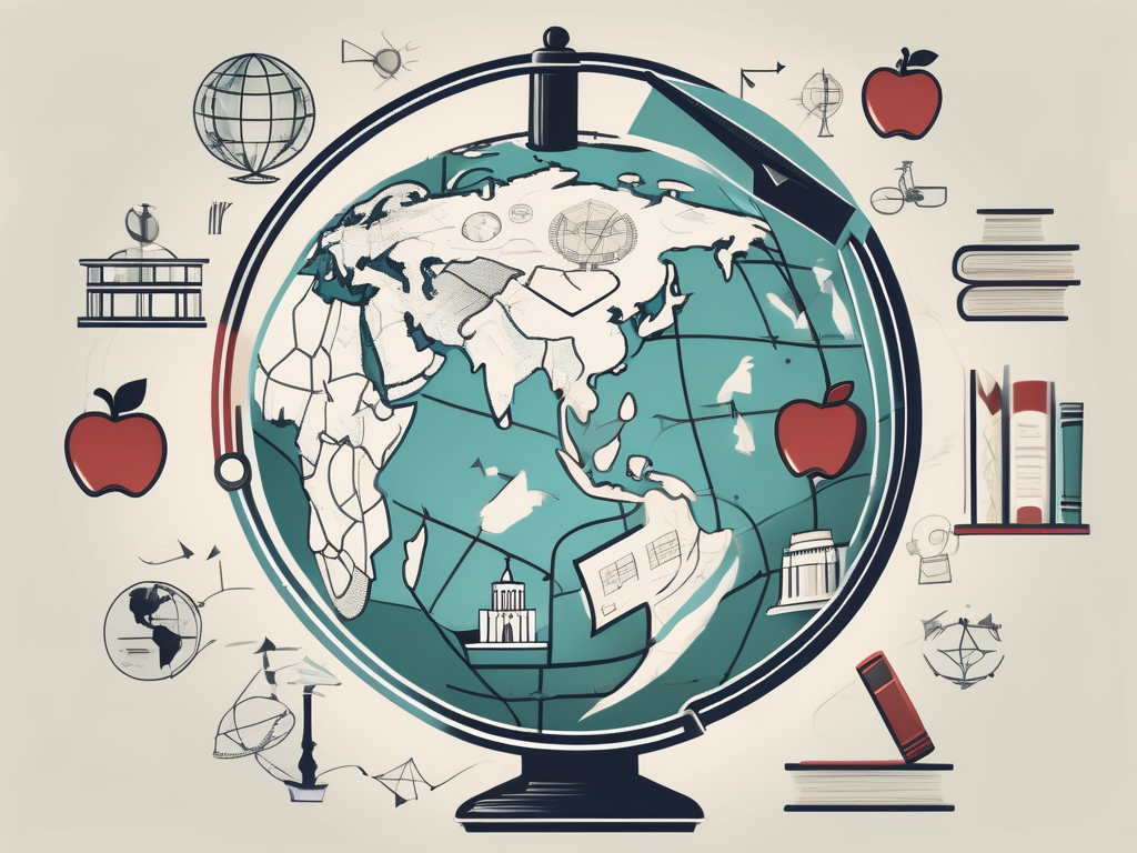 A globe with a magnifying glass focusing on bahrain