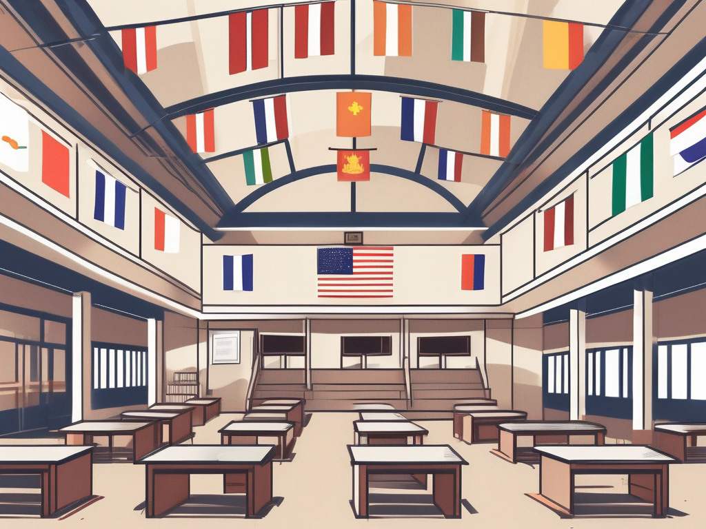 A school building with thai architectural elements