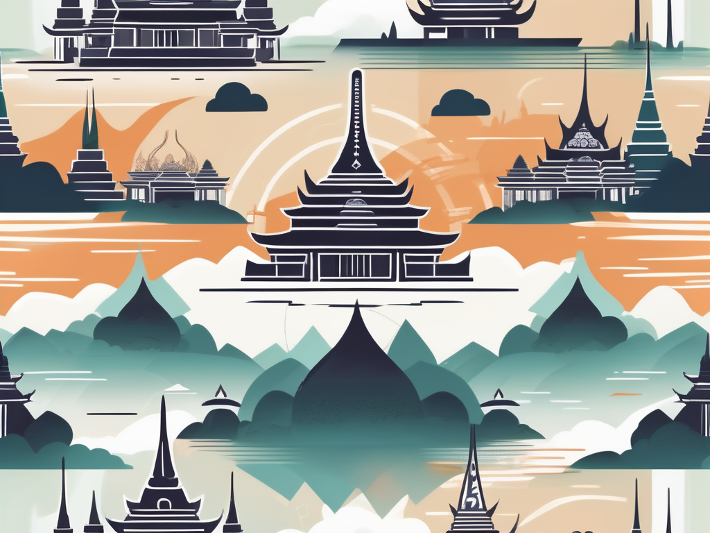 A classic thai landscape with iconic landmarks