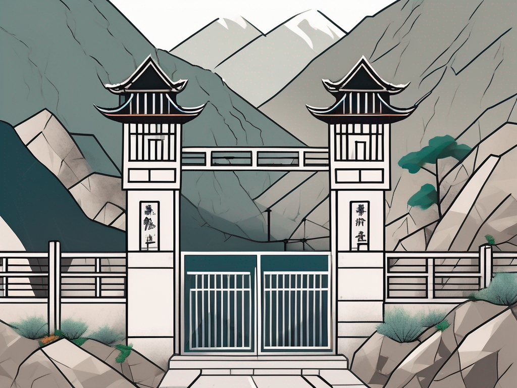 A school building with a locked gate