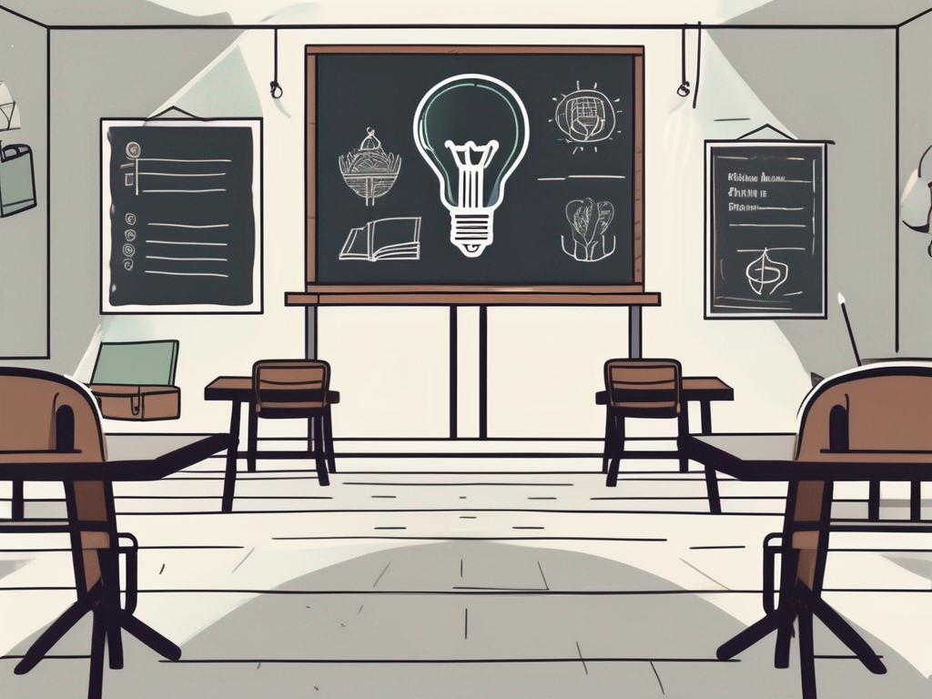 A classroom setting with a chalkboard