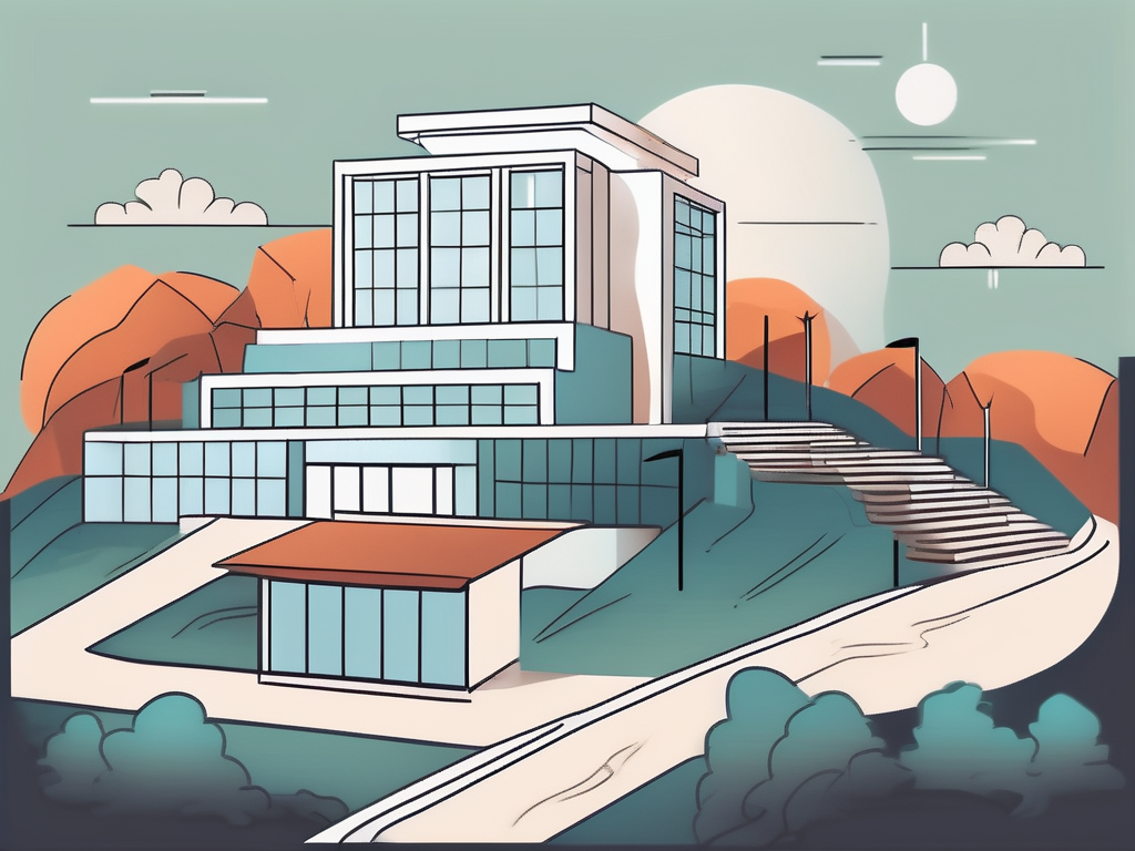 A school building with a path leading towards it