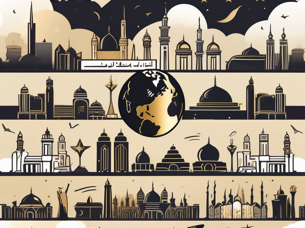 A saudi arabian city skyline with iconic buildings