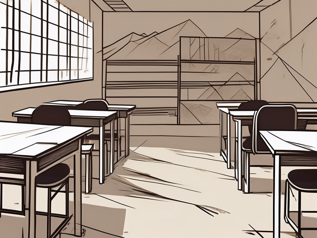 A typical singaporean public school building with international flags fluttering in the wind