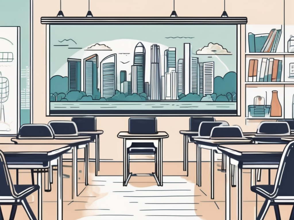 A classroom setting with diverse educational tools and elements