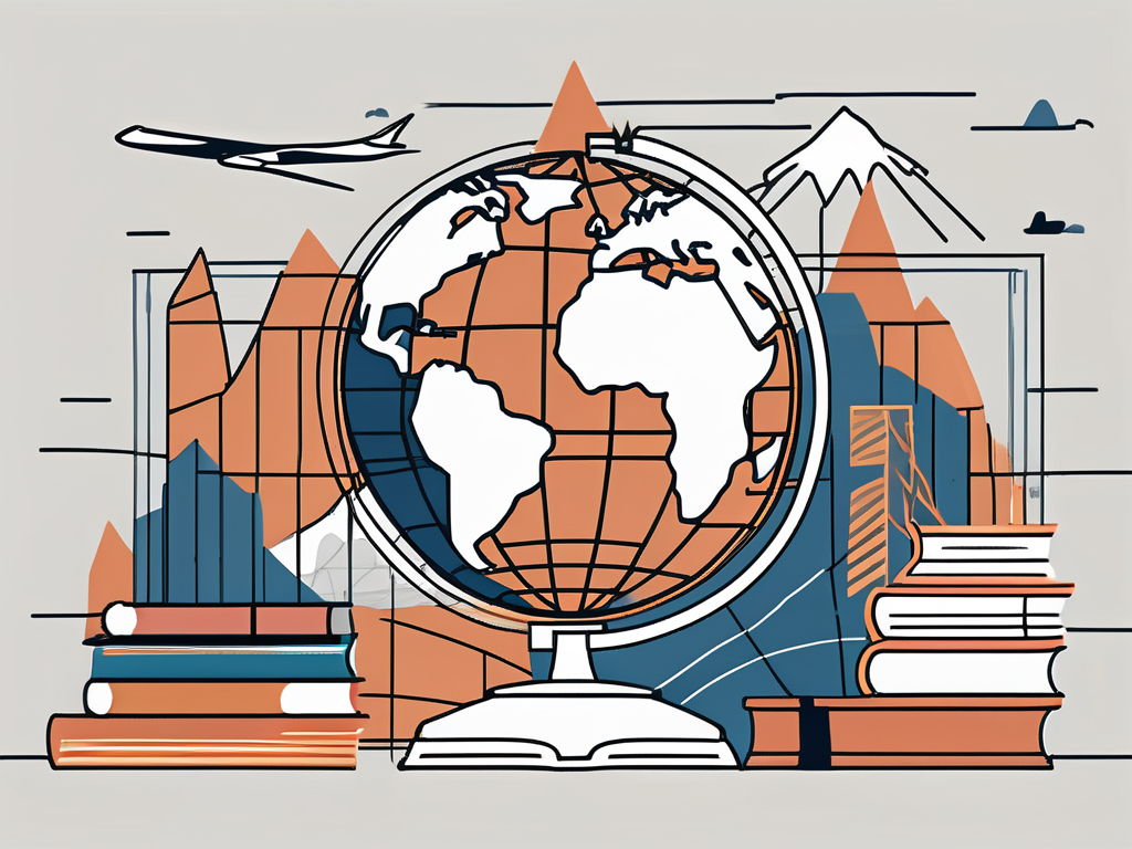 A diverse collection of school-related items such as a globe