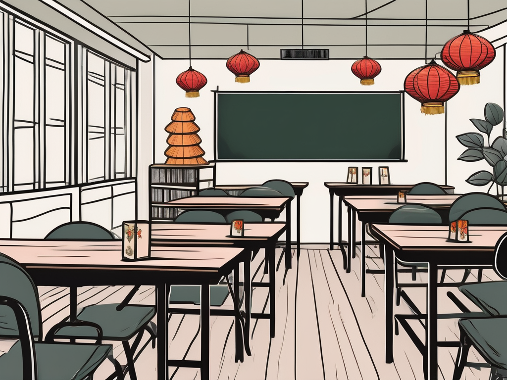 A classroom setting in hong kong with various symbolic obstacles such as a high wall