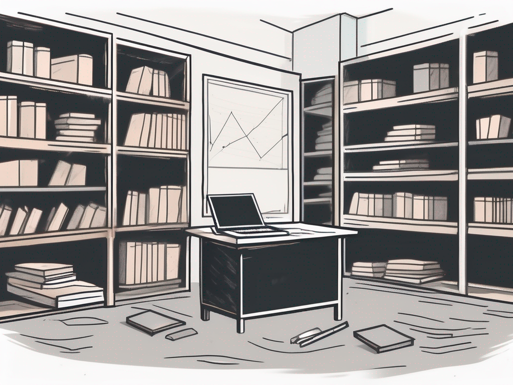 A classroom setting with empty bookshelves