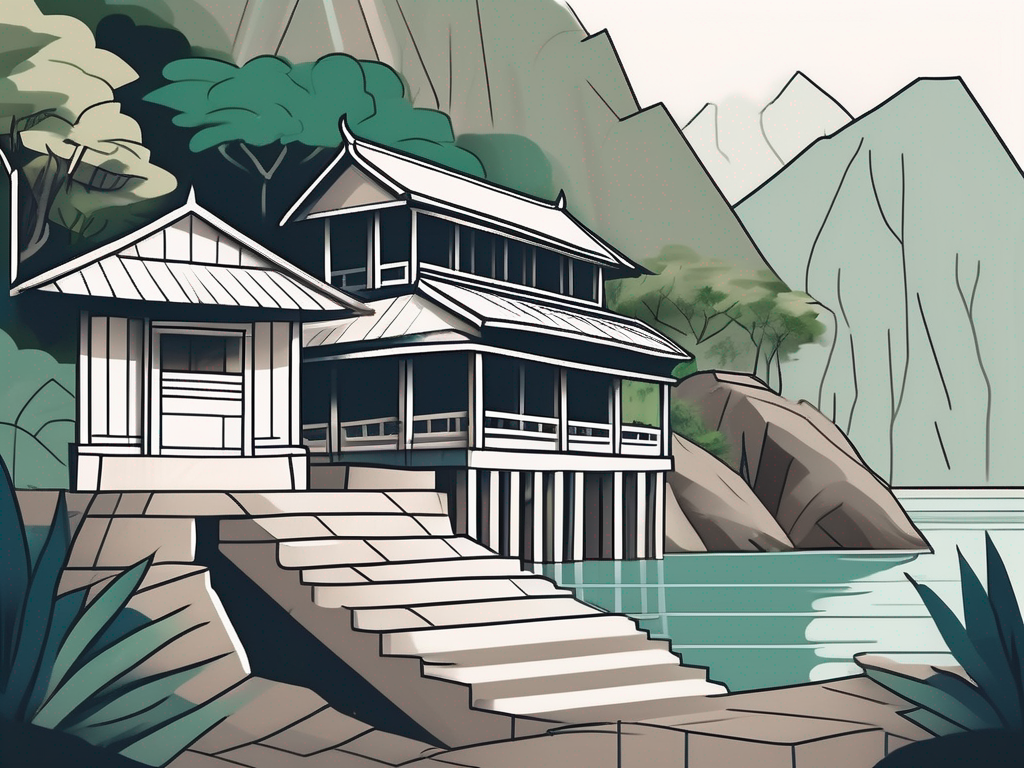 A traditional thai schoolhouse with six distinct barriers like a wall