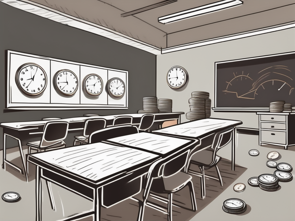 A classroom with empty desks