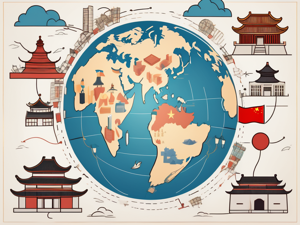 A global map highlighting china