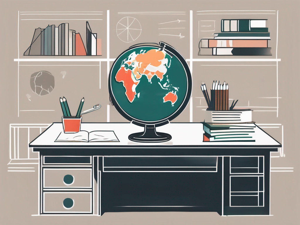 A teacher's desk with a cv