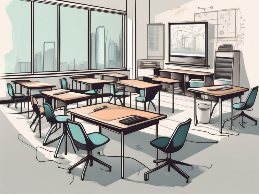A classroom setting with a noticeable divide