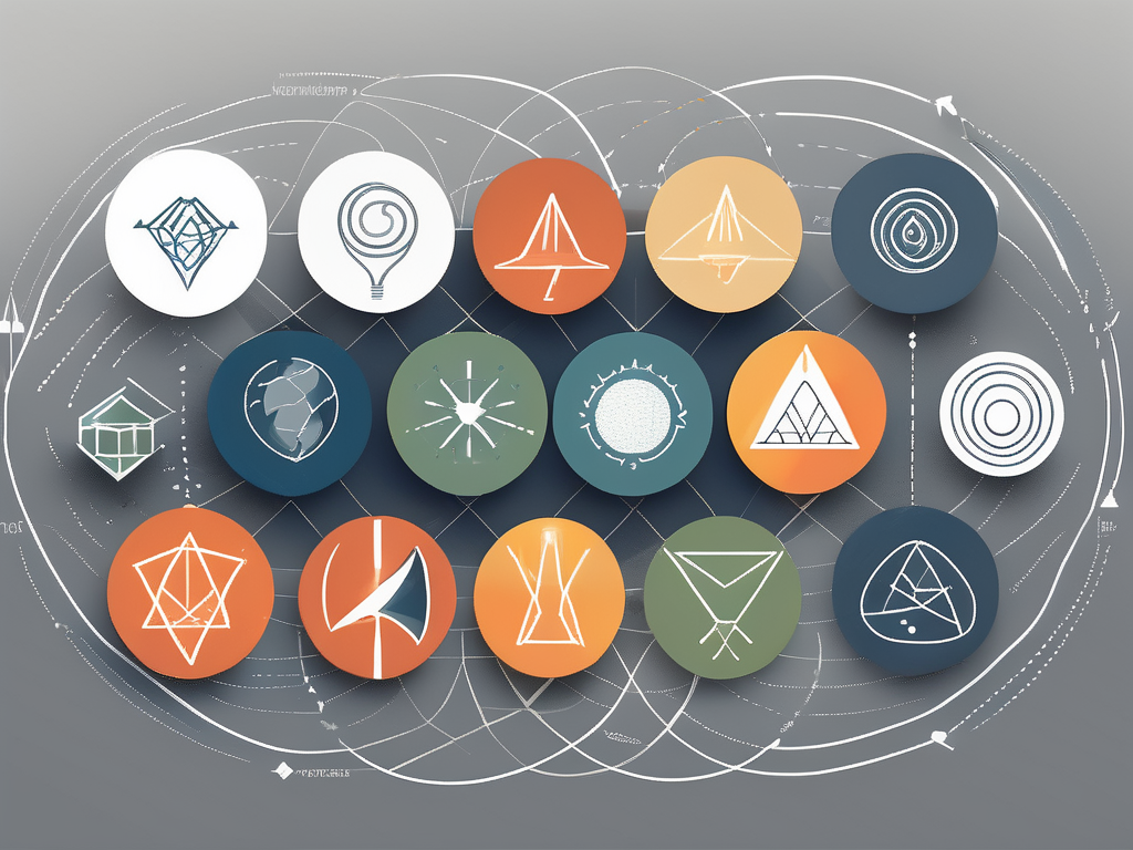 Eight different symbolic icons